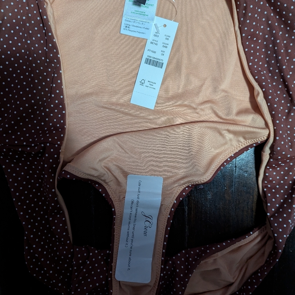 Reimagined By J. Crew Brown And White Polka Dot High Rise Cheeky Bikini Bottoms - Picture 2 of 4